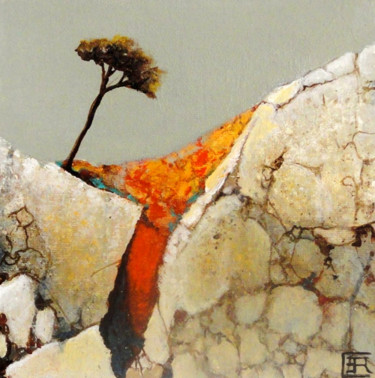 la coulée d'ocre Peinture intitulée "la coulée d'ocre" par Catherine Cazaentre, Œuvre d'art originale, Acrylique