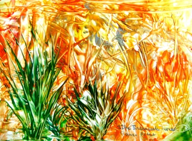 Malerei mit dem Titel "234e Brennender Urw…" von Robert Bauer, Original-Kunstwerk, Enkaustik