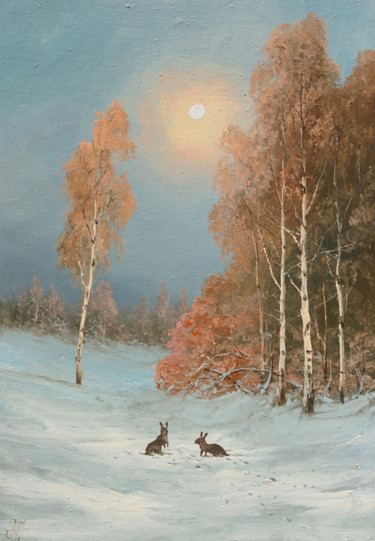 绘画 标题为“Hares” 由Nikolay Lyamin, 原创艺术品, 油