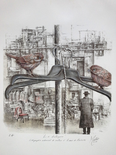 La balançoire Gravures & estampes intitulée "La balançoire" par Françoise Maillet, Œuvre d'art originale, Lithographie