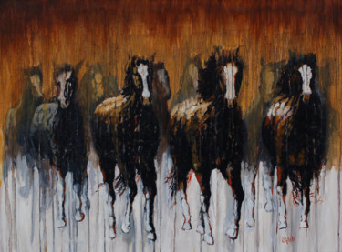 Peinture intitulée "Fractured Rain" par Ritch Gaiti, Œuvre d'art originale, Huile