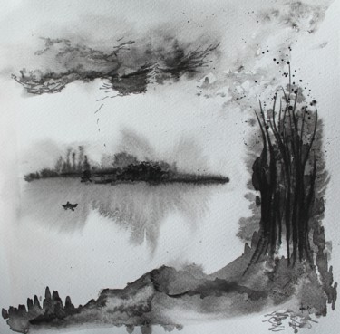 Peinture intitulée "Symphonie - encre d…" par Clau Redier-Clément, Œuvre d'art originale, Encre