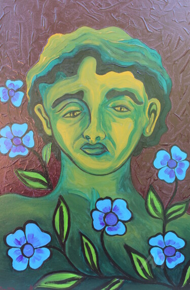 Pintura intitulada "A MULHER DE VERDE" por Emanuel Aguiar, Obras de arte originais