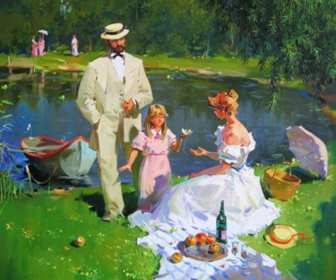 Painting titled "Water-lily or break…" by Paintings By Various Artists From Ukraine, Original Artwork, Oil