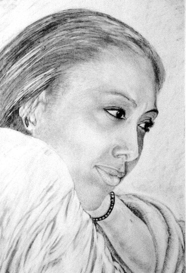 Dessin intitulée "Jeune femme Antllai…" par Charles Corbin, Œuvre d'art originale, Crayon
