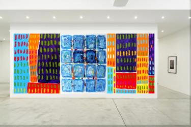 Malerei mit dem Titel "TRIPTYQUE DWELLINGS" von Jean Mirre, Original-Kunstwerk, Öl