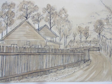 Desenho intitulada "UMA RUA DO INTERIOR" por Romeo Zanchett, Obras de arte originais, Outro