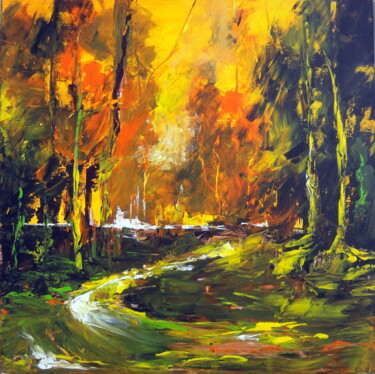Peinture intitulée "Automne multicolore" par Hélène Molina, Œuvre d'art originale, Acrylique Monté sur artwork_cat.