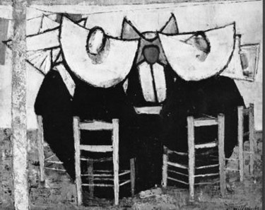 Peinture intitulée "les bonnes soeurs" par André Plisson, Œuvre d'art originale, Huile