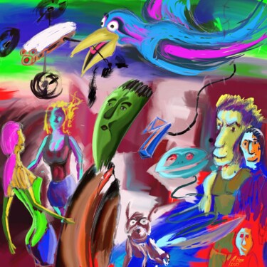 Digitale Kunst mit dem Titel "Flugmesse" von Manfred Hoppe, Original-Kunstwerk, Digitale Malerei
