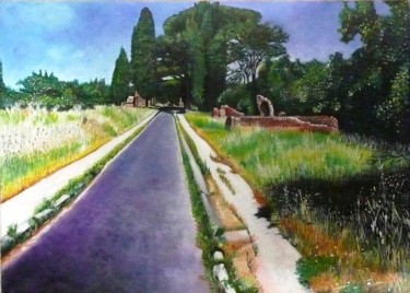 Peinture intitulée "Via Appia Antica" par Sandro Sabatini, Œuvre d'art originale, Huile