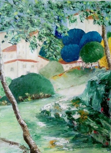 Peinture intitulée "Bruniquel" par R Devarrewaere, Œuvre d'art originale, Huile