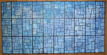 Style Vitrail Bleu Peinture intitulée "Style Vitrail Bleu" par Mabdeco, Œuvre d'art originale, Acrylique
