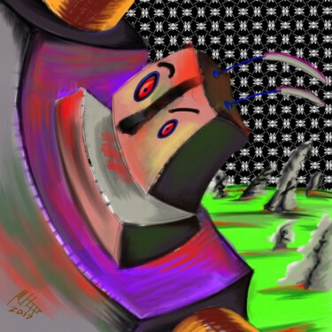Digitale Kunst mit dem Titel "Antennenmann" von Manfred Hoppe, Original-Kunstwerk, Digitale Malerei