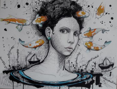Peinture intitulée "encre" par Catherine Cornec, Œuvre d'art originale, Encre