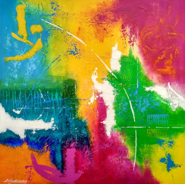 Unity, 100x100cm Painting titled "Unity, 100x100cm" by Andrey Visokinsky, Original Artwork, Acrylic Mounted on Wood Stretcher frame