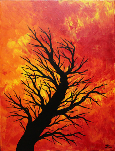 Malerei mit dem Titel "Arbre soufflé." von Jonathan Pradillon, Original-Kunstwerk, Acryl Auf Keilrahmen aus Holz montiert