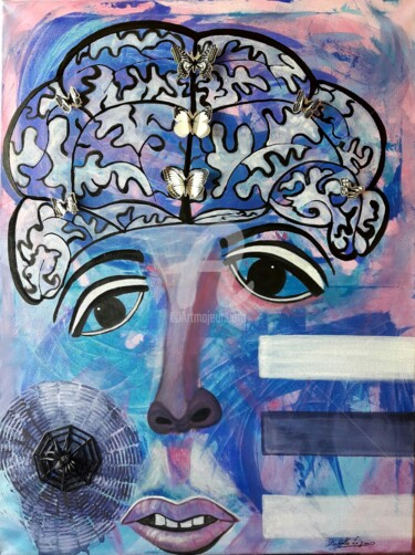 Peinture intitulée "Les papillons dans…" par Pinkivioletblue, Œuvre d'art originale, Acrylique Monté sur Châssis en bois
