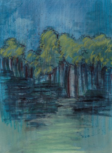Peinture intitulée "Clairière" par Delphine Mabed, Œuvre d'art originale, Aquarelle