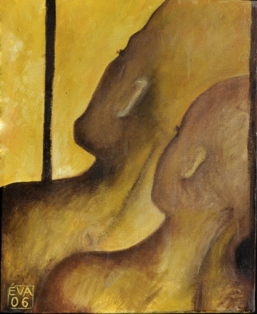 Peinture intitulée "Deux profils, père…" par Eva Mifsud, Œuvre d'art originale, Huile