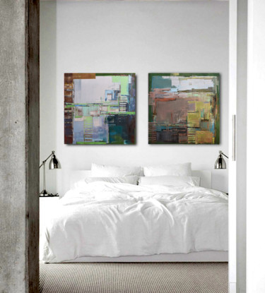 ""Abstract cityscape…" başlıklı Tablo Kariko Ono tarafından, Orijinal sanat, Petrol