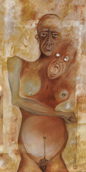 Peinture intitulée "Accouchement" par Eva Mifsud, Œuvre d'art originale, Huile