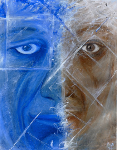 Peinture intitulée "Demi-visages" par Eva Mifsud, Œuvre d'art originale, Huile