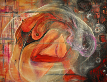 Peinture intitulée "Femme cocon" par Eva Mifsud, Œuvre d'art originale, Huile