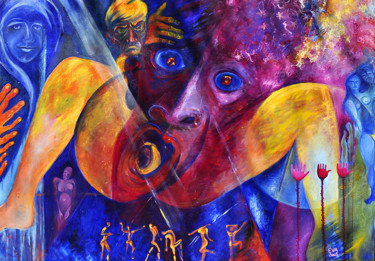 Peinture intitulée "Accouchement" par Eva Mifsud, Œuvre d'art originale, Huile