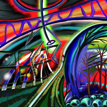 Digitale Kunst mit dem Titel "Initialzündung" von Manfred Hoppe, Original-Kunstwerk, Digitale Malerei