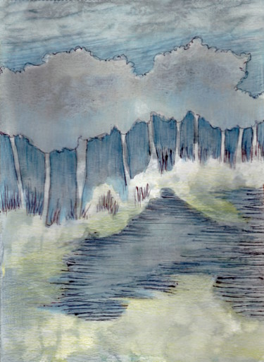 Peinture intitulée "Bleu" par Delphine Mabed, Œuvre d'art originale, Aquarelle