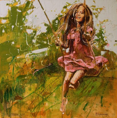 Schilderij getiteld "Spring fun" door Marcin Mikołajczak, Origineel Kunstwerk, Olie