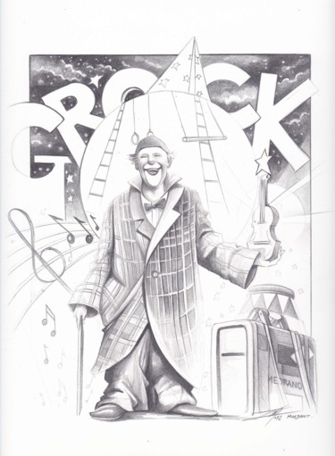 제목이 "Grock World "Hommag…"인 그림 Thierry Mordant로, 원작, 연필