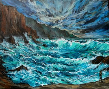 Peinture intitulée "agitée" par Etzi, Œuvre d'art originale, Huile