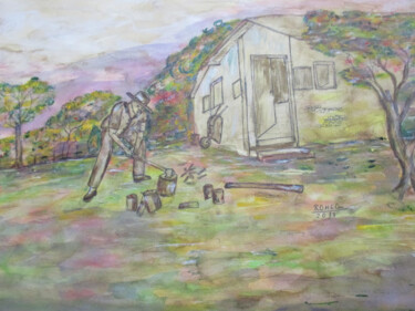 Pintura intitulada "COLONO CORTANDO LEN…" por Romeo Zanchett, Obras de arte originais, Acrílico