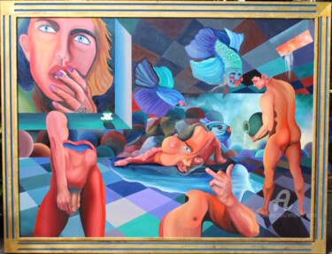 O meu comprimento cordial Pintura intitulada "O meu comprimento c…" por Emanuel Aguiar, Obras de arte originais, Óleo