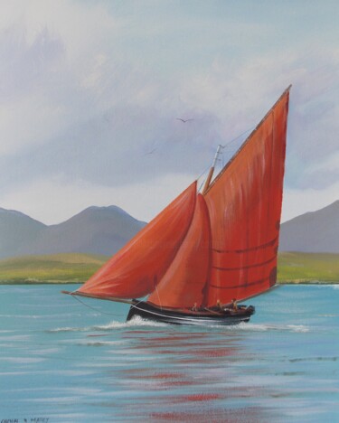 제목이 "Galway hooker saili…"인 미술작품 Cathal O Malley로, 원작, 아크릴