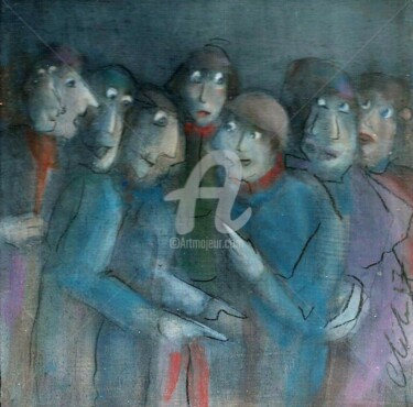 Peinture intitulée "on-commente" par Carole Gaia, Œuvre d'art originale, Huile
