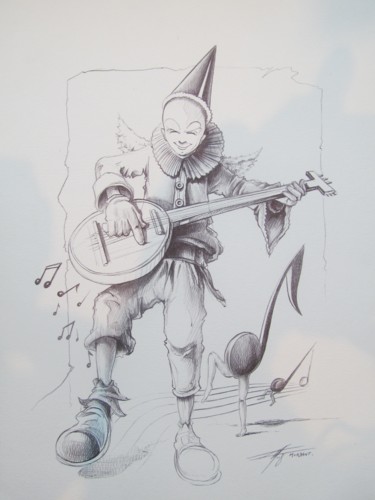 图画 标题为“Music Time” 由Thierry Mordant, 原创艺术品, 铅笔