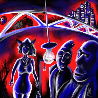 Digitale Kunst mit dem Titel "Zwischen den Glühbi…" von Manfred Hoppe, Original-Kunstwerk, Digitale Malerei
