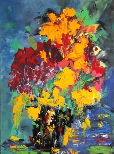 Peinture intitulée "Bouquet abstrait" par Jean-Pierre Duquaire, Œuvre d'art originale, Acrylique