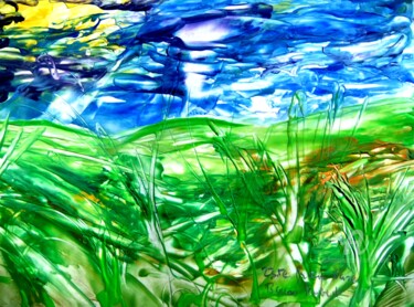 Malerei mit dem Titel "235e Gruene Oase.jpg" von Robert Bauer, Original-Kunstwerk, Enkaustik