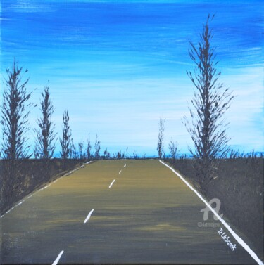 Road Tlmače-Levice Slovakia Peinture intitulée "Road Tlmače-Levice…" par Daniel Urbaník, Œuvre d'art originale, Acrylique