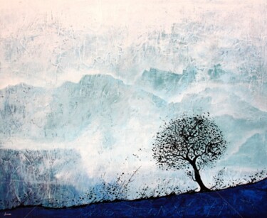 Peinture intitulée "arbre-noir-et-deser…" par Henri Ibara, Œuvre d'art originale, Acrylique