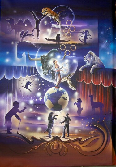 Peinture intitulée "Cirque Moreno Borma…" par Thierry Mordant, Œuvre d'art originale, Acrylique Monté sur Châssis en bois