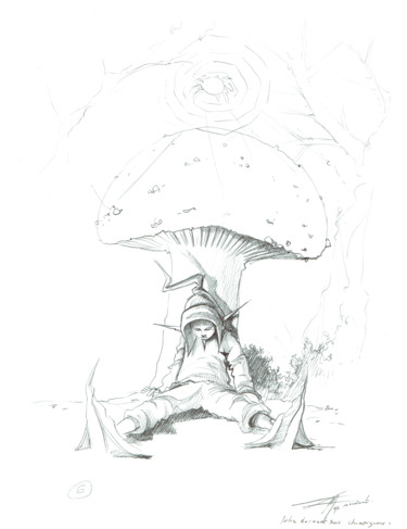 제목이 "Croquis préparatoir…"인 그림 Thierry Mordant로, 원작, 볼펜