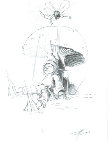 제목이 "Croquis préparatoir…"인 그림 Thierry Mordant로, 원작, 볼펜