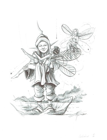 제목이 "Croquis préparatoir…"인 그림 Thierry Mordant로, 원작, 볼펜