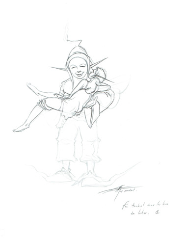 제목이 "Croquis préparatoir…"인 그림 Thierry Mordant로, 원작, 볼펜