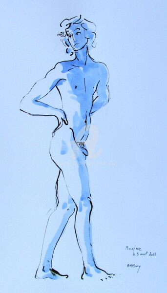 Dessin intitulée "croquis Maxime 0504…" par Anne-Marie Mary, Œuvre d'art originale